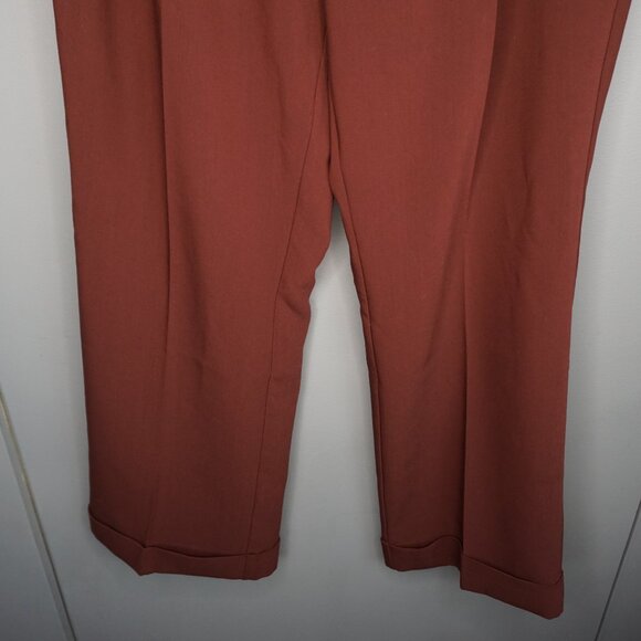 Paige Aracelli Pleated Cuff Hem Trouser Pants in Mahogany size 12P NWT - Picture 5 of 16